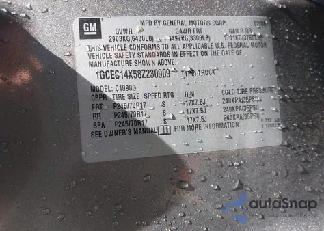 2008 Chevrolet Silverado 1500 Work Truck z USA, uszkodzony, nr VIN 1GCEC14X58Z230909